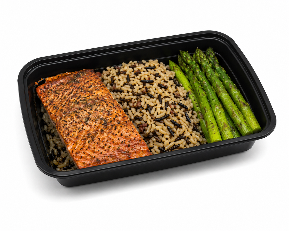 Smoked Rainbow Trout with Wild Rice + Asparagus