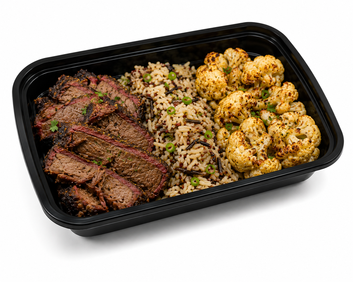 Smoked Brisket with Rice Blend + Roasted Cauliflower